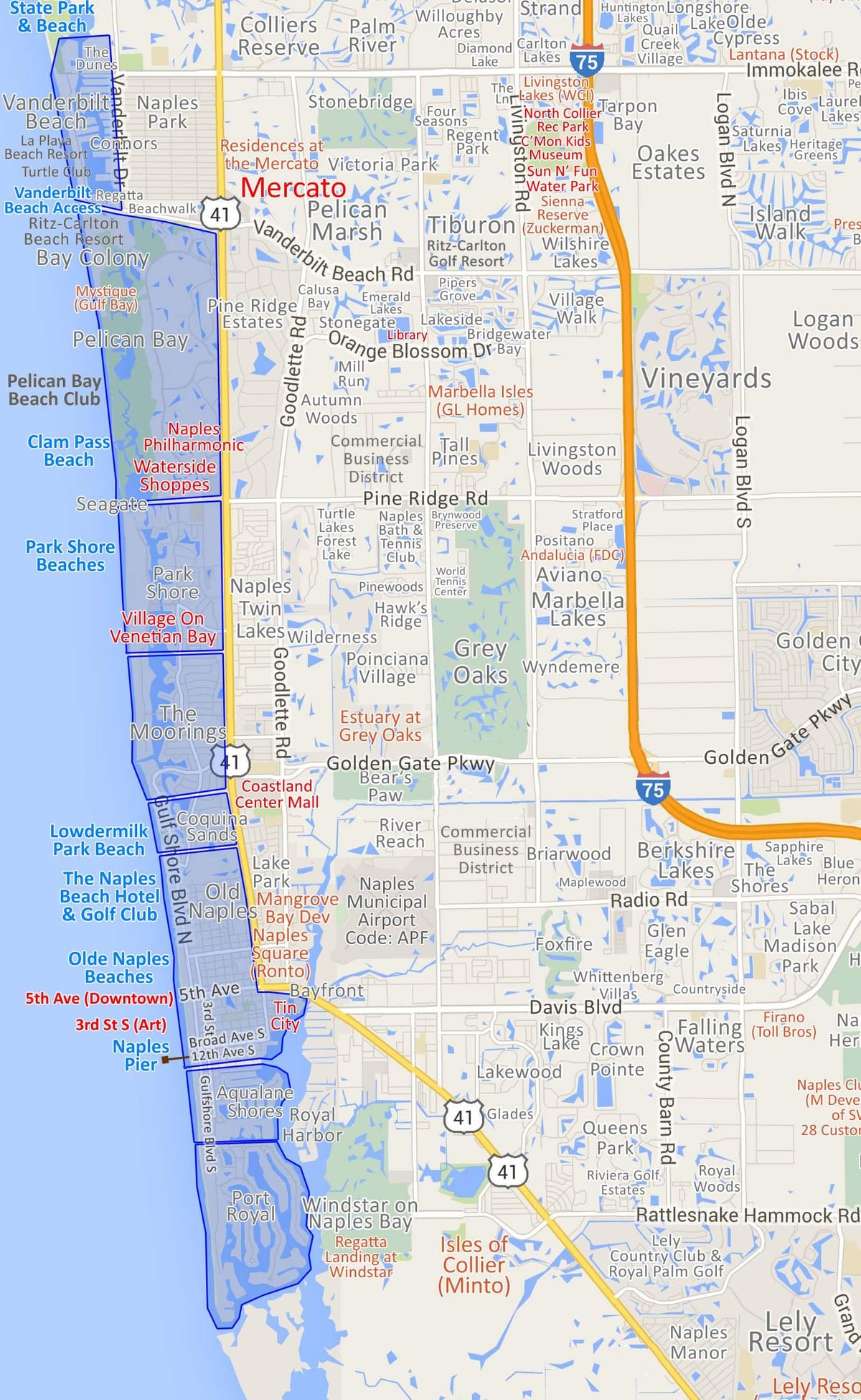 Mapa naples park