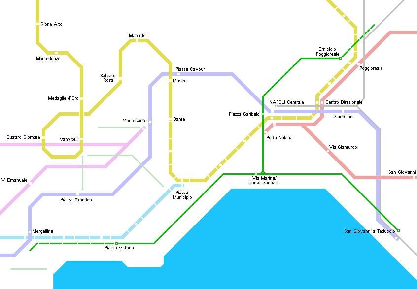 Mapa neapol tramvají