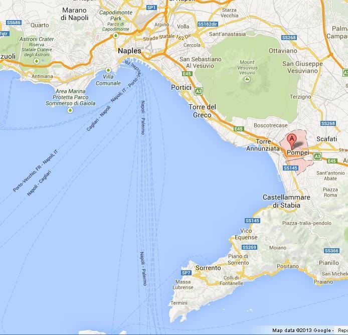 mapa zálivu neapol, itálie